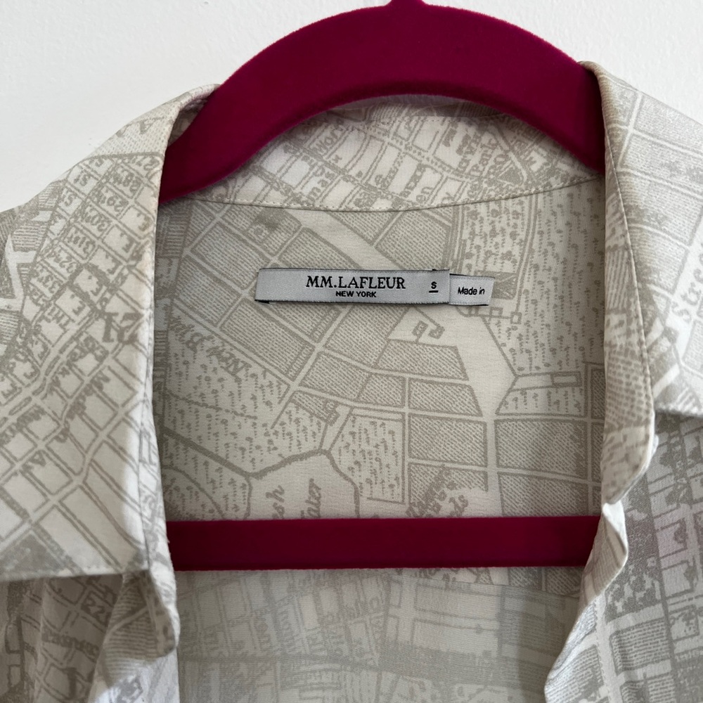 MM Lafleur “The Blake Shirt—Atlas Print” Light Gray Button-Down Shirt - Picture 6 of 7